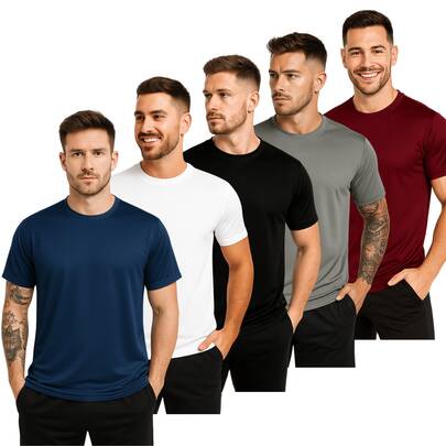 Kit 5 Camisetas Dry fit Masculina Academia Treino Lisas  Verão    Slim Fit