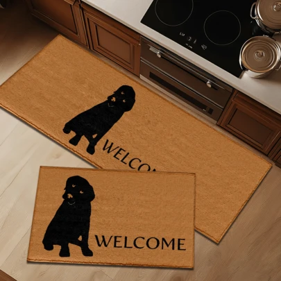 1pc Small Dog Themed Printed Rug, Faux Wool Mat - Highly Absorbent, Easy To Clean, Suitable For Home Decor, Farmhouse, Entryway, Indoor, Room, Kitchen, Dining Room, Small Office/Home Office, Sink, Laundry Room, Doormat, Kitchen Mat, Non-Slip Mat
