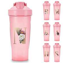 Letter Printing Shaker Protein Bottle Powder Shake Cup Large Capacity Water Bottle Water Cup Mixing Cup Body Building Exercise Mixing Bottle Portable Shakers - Pink - View 1
