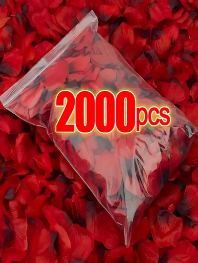 2000pcs Artificial Red Rose Petals, Romantic Wedding Party Decoration Fake Flowers