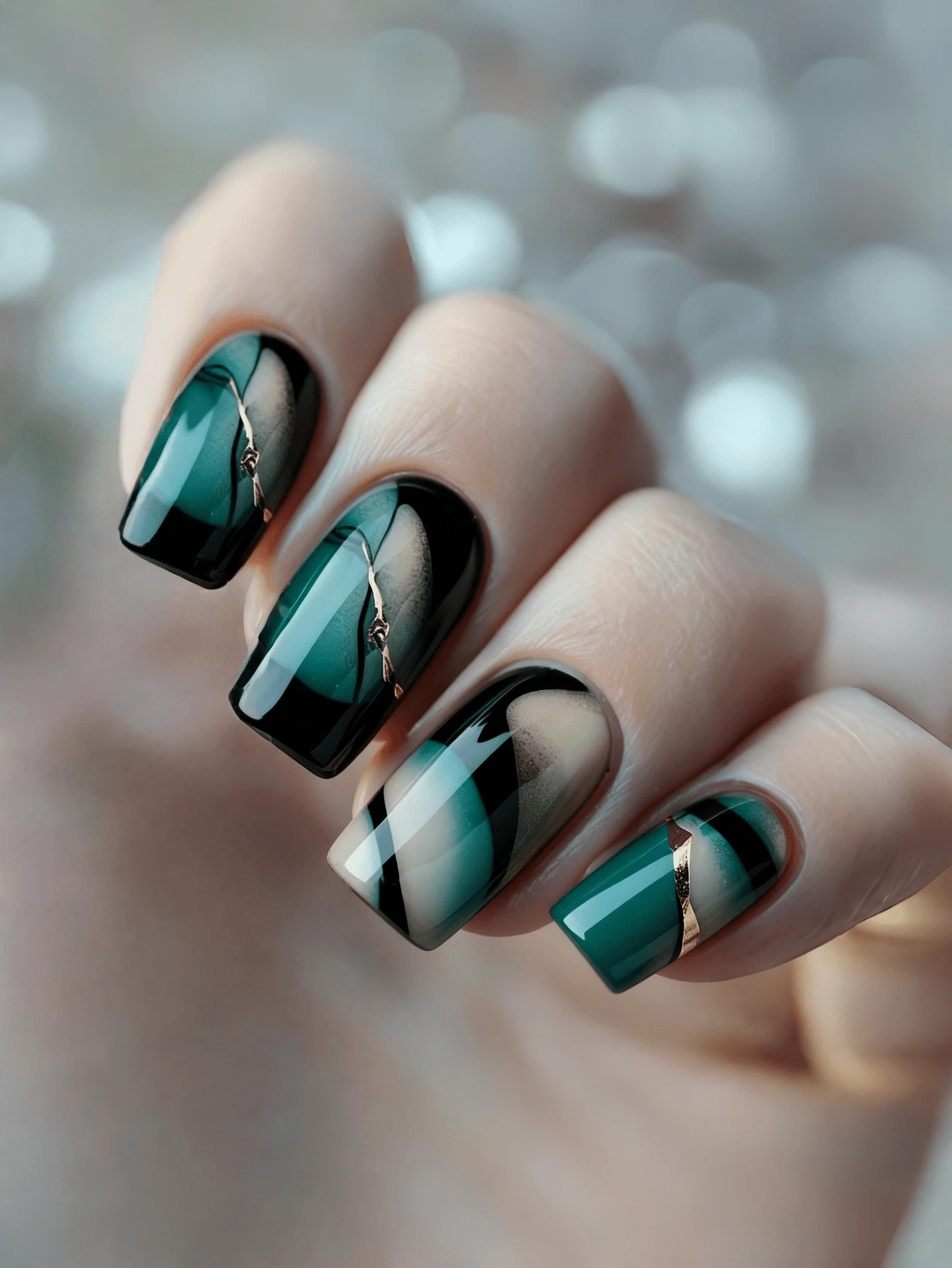 24 uñas postizas con diseño de rayas verdes, suministros para uñas, arte Y2k - Verde - Ver 1