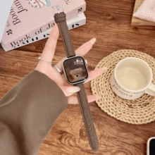 High-Quality Faux Leather Strap, Minimalist & Versatile, Compatible With Apple Watch Series 1/2/3/4/5/6/7/8/9/10/SE/Ultra, Fits 38mm 40mm 41mm 42mm 44mm 45mm 49mm, Personalized Strap, Great Gift For Couples - Maroon - View 7