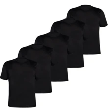 Kit 5 Camisetas Dry fit Masculina Academia Treino Lisas  Verão    Slim Fit - Preto - Visão 9
