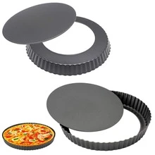 Tart Pans With Removable Bottom Non Stick Fluted Quiche Pans Cake Pans For Baking Pizza Fruit Mousse Christmas Dessert Round - Multicolor - View 1