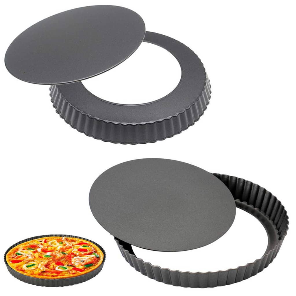 Tart Pans With Removable Bottom Non Stick Fluted Quiche Pans Cake Pans For Baking Pizza Fruit Mousse Christmas Dessert Round - Multicolor - View 1