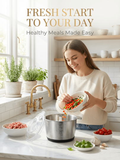 Electric Meat Grinder With Draining And Vegetable Chopping Function, 2L Large Capacity, Double Layer Four-Blade
