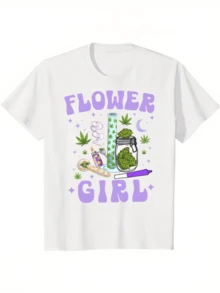 Women Limited edition! 420 Flower girl T-shirt~ - Blanc - Voir 1