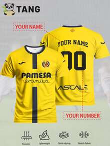 Camiseta de fútbol personalizada del Villarreal de La Liga para hombre, talla 25/26, camiseta deportiva de cuello redondo cómoda para entrenamiento de fútbol, uso casual y regalo - Amarillo - Ver 2