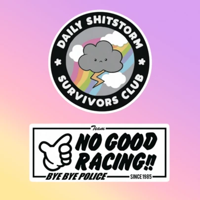 1 pièce/3 pièces Ruban autocollant drôle "Bad Racing" "Daily Shitstorm Survivor Club" - Conception de nuage de bande dessinée mignonne, autocollants brillants, convient pour les agendas, les journaux, les ordinateurs portables Affirmations adorables et attentionnées pour la méditation, le bien-être, les amateurs de livres Stylé, positif, à usage unique, décoration de journal, designs amusants, finition mate