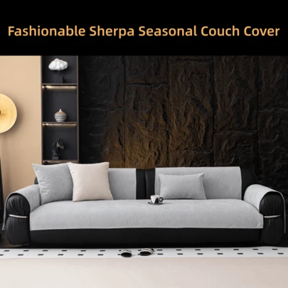 1pc Velvet Sofa Cushion Cover, Luxury Minimalist Sofa Seat Pad, Non-Slip Dust-Proof Anti-Cat Scratch Sofa Protector, Suitable For Living Room, Bedroom, Office, Club, Party, 1-4 Seater Sofa, L-Shaped Sofa