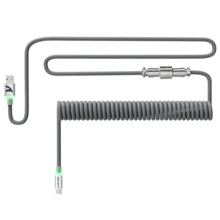 ATTACK SHARK C01 ULTRA Spiralkabel mit USB-C Anschluss, doppelt ummantelt mit RGB-Beleuchtung, abnehmbarer Metallstecker, Typ-C zu USB-A Kabel für mechanische Gaming-Tastaturen, Konsolen, PC, Geschenk, Feiertage, Geschenk für Familie - Weiß/Grau/Rot/Schwarz/Pink - Verschiedenfarbig - Übersicht 12