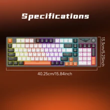 AJAZZ AKAZZ NK98 Wired Mechanical Keyboard ABS Three Pieces Translucent Keycap Metal Knob Hull Structure Green Axis/Red Axis Optional Full Key Hot-Swappable - Multicolor - View 7