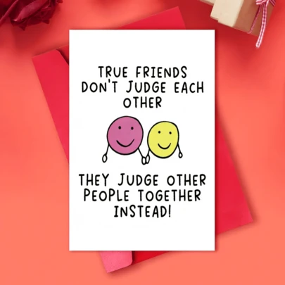 1pc Funny Best Friends Greeting Card Birthday Card- True Friendship Gift With "True Friends Don't Judge Each Other" Saying, Suitable For Birthdays, Christmas Festival Card Office - Funny Banter Present For, Colleagues, Sisters