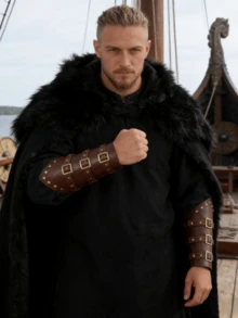 2pcs Steampunk PU Leather Wristbands | Adjustable Medieval Wrist Cuffs, Suitable For LARP And Cosplay - A - View 6