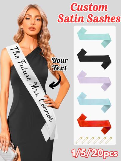 1/5/10/20 piezas, Tirantes de satén personalizados, Tirantes decorativos personalizables, Texto personalizable, Adecuado para fiestas, celebraciones, etc., Diseñado para despedidas de soltero/soltera, fiestas previas a la boda, cumpleaños, etc., Múltiples colores y estilos a juego, Regalos de cumpleaños, Decoraciones de fiesta, Decoración del hogar, Accesorios de foto para vacaciones, Decoraciones para despedidas de soltero/soltera