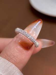1pc Double Row Full Rhinestone Ring, Eternal Promise Exquisite Jewelry Gift, Suitable For Women, Perfect For Parties And Dates - Ring - View 7