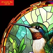 4pcs 2D Flat Printed Bohemian Style Acrylic Round Coasters, Patterns Of Cardinal, Dragonfly, Owl, Hummingbird, Suitable For Restaurant, Cafe, Kitchen, Heat-Resistant Placemats & Coasters - Multicolor - View 6