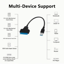 2 Pcs SATA2.5 To USB 3.0 Hard Drive Converter, Male To Female Interface, Solid-State Drive Data Transfer, Supports Laptop HDD/SSD, Compatible With UASP, Lightweight And Portable Style - 藍色 - 查看 3
