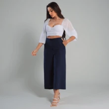 Women Pants - 藏蓝色 - View 1