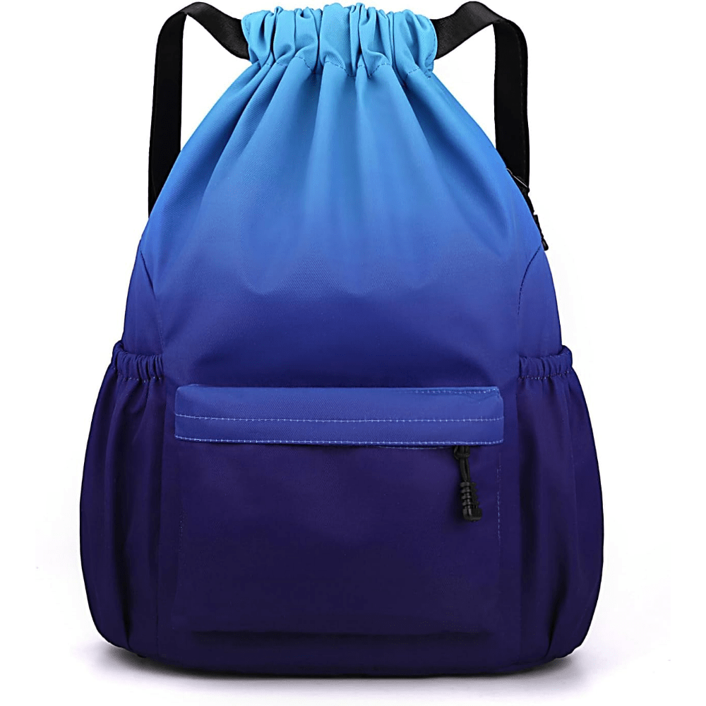 Drawstring Bag-Large Waterproof Gym Duffle Bag With Zipper Pockets For Sports, Yoga, Travel - Lightweight & High Capacity (Orange Gray)