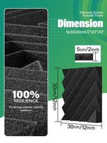 OSITE SKY 12 miếng - Xốp cách âm (12x12x2 inch) Tấm cách âm rãnh kim cương | Giãn nở nhanh, dễ lắp đặt | Miếng dán tường trang trí nhà/văn phòng - 12 chiếc (Kèm băng dính) - Xem 3