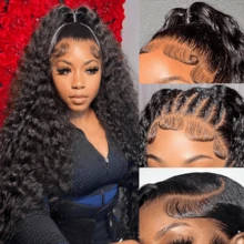 bling hair 42 Inch Pre Plucked 13x6 Jerry Curly Lace Front Human Hair Wigs Wear And Go Deep Wave Human Hair Lace Front Glueless Wigs Human Hair For Women 200% Density Deep Curly Lace Front Wigs Human Hair Pre Plucked With Baby Hair 13x6 13x4 4x4 Lace Front Wigs Human Hair Wigs Everyday Party Use Needed Long Black Wig Versatile Hairpiece Sleek Hairstyle Realistic Hairpiece Beauty Accessory Beginner Friendly For Sports, Vacation, Halloween, Christmas, Festivals, Proms, Outdoor, Cosplay, Campus, School, Beach, Wedding, Camping, Holiday, Summer Outfits, Charming, Elegant, Casual, Y2K Fashion, SS25 Styles, For Daily Use - Natural Black - Xem 2