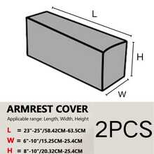 2PCS-Sofa Armrest Cover Protector - Non-Slip, Snug Fit, Vertical Striped, Cat Scratch Resistant, All-Season Washable - Beige - View 3