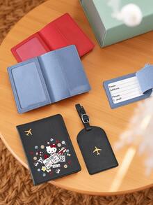SANRIO Hello Kitty 图案护照夹，带行李牌，PU材质，蜜月旅行配件，卡包，行李牌，姓名牌，卡套，挂牌吊坠，假日度假旅行必备，旅行背包，旅行包，行李箱，旅行装备，返校书包，学校用品，学习用品 - 彩色 - 查看 5