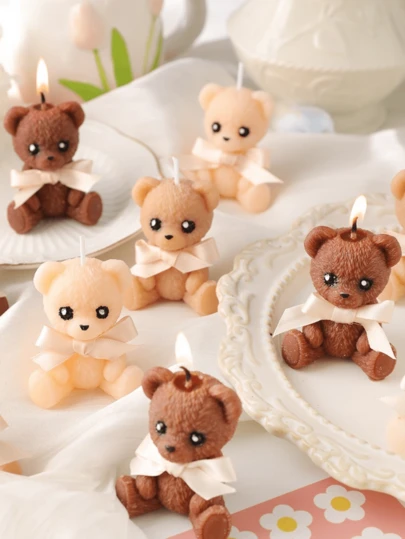 Handmade High-End Realistic Teddy Bear Shaped Scented Candle Gift, Portable Alluring Fragrance Candle Suitable For Home, Business, Decoration, Aromatherapy, Restaurants, Hotels, Living Rooms, Bedrooms, Romantic Dinners, Wedding Decorations, Parties, And Home Decor Candlesticks, Smokeless And Odorless Candle For Candlelight Dinners, Restaurant Decor, Birthday And Graduation Gifts