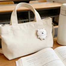 1pc Joke Bear Anime Plush Badge Cute Cartoon Self-Mocking Bear Brooch Soft Self-Deprecating Bear Stuffed Toy Doll Exquisite Christmas Birthday Gift - White - View 5