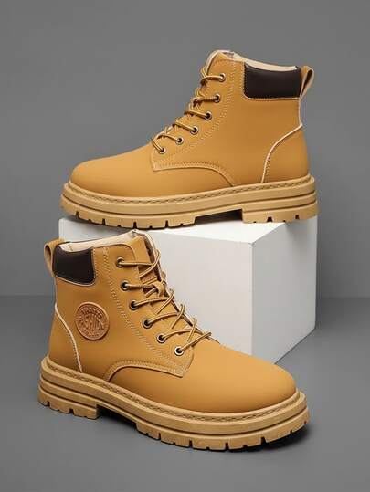 Botas Hombre uso Rudo Altas de Moda,Bota Táctica Estilo Urbano Vinipiel con Plataforma y Suela Gruesa, Antideslizante, Resistente Al Desgaste, Confortable-Botas De Trabajo, Botas De Motocicleta, Botas Altas Para Hombres, Zapatos Para Hombres botas de hombre