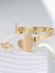 1 Set Mama Letter Bracelet & Ring Set, Fashion, Minimalist, Elegant, Versatile - MAMA Love - View 5