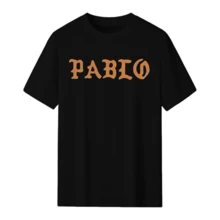 Kanyes Wests THE LIFE OF PABLO Album Music Print Short-Sleeved T-Shirt Top, Unisex Brand Streetwear, Fashionable Oversized Cotton Short-Sleeved Pullover Shirt For Men - 黑色 - 查看 2