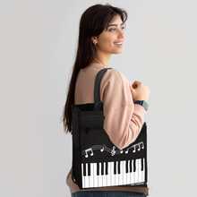 Oxford Cloth Tote Bag, Piano Keyboard Design - Waterproof, Large Capacity, Fashionable, Reusable Music Tote Bag, Suitable For Travel, Shopping, School, Commuting And Holiday Gifts, Back To School Gifts, Music Educators, Students And Enthusiasts' Excellent Gift, Music Accessories, Music Gifts - Multicolor - View 5
