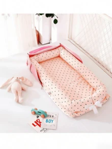 一套卡通动物便携式婴儿床，新生儿隔离床，可拆卸可水洗可折叠婴儿床，适合0-1岁婴儿，旅行使用 - 彩色 - 查看 12