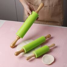 1 件装，厨房用具硅胶擀面杖，实木手柄，家用擀面杖，不粘饺子面团揉面和烘焙工具，适用于披萨、馅饼、饼干、饺子、面条等。厨房电器，厨房小工具，厨房配件。 - 彩色 - 查看 11