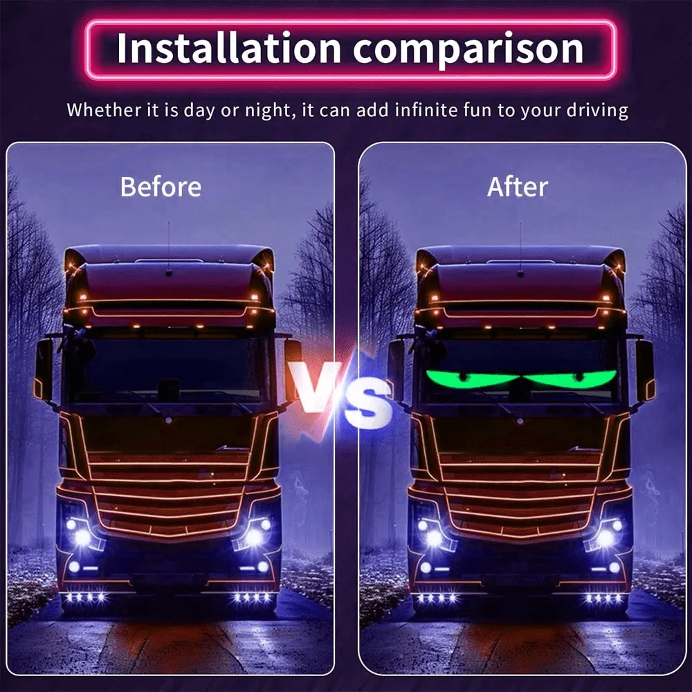 LED Devil's Eye Car Display Screen, Flexible Full-Color Bluetooth Smart Car Display Screen - A - View 1