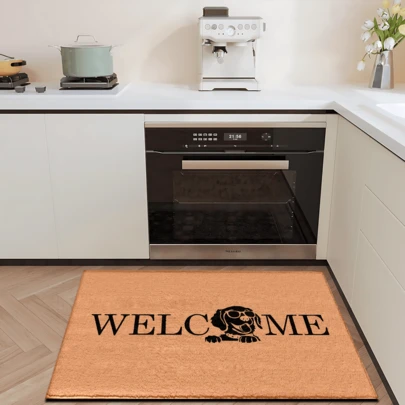 1pc Small Dog Themed Printed Rug, Faux Wool Mat - Highly Absorbent, Easy To Clean, Suitable For Home Decor, Farmhouse, Entryway, Indoor, Room, Kitchen, Dining Room, Small Office/Home Office, Sink, Laundry Room, Doormat, Kitchen Mat, Non-Slip Mat