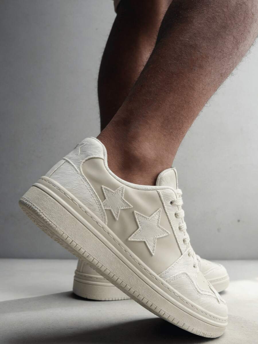 Men's Autumn/Winter New Waterproof, Flexible, Technology-Infused Black Leather Thermal-Lined EVA Soft Bottom Sneakers - Beige - View 1