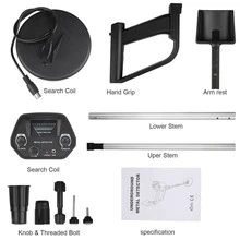 1pc Professional Deep Penetration Metal Detector, Black Waterproof Underground Treasure Seeker With LCD Display, Adjustable For Beach, Yard & Underwater Use, High Sensitivity Detector With Shovel Kit For Gold, Coins & Relic Hunting - 黑色 - 查看 5