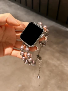 全新奢华极简珍珠表带 兼容 表带 40mm/38mm/41mm 系列 10/9/8/7/SE 系列 6/5/4 手工多层缠绕表带 兼容 表带 3/2/1 替换 - 白色 金鍊 - 查看 15