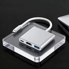 1 pieza Estación de acoplamiento portátil elegante 3 en 1 Unisex compatible con dispositivos múltiples, con transferencia de datos de alta velocidad USB-C 3.1, espejado HD 4K y carga rápida PD, compatible con series Apple, buques insignia y portátiles para escenarios de negocios, entretenimiento y juegos - Multicolor - Ver 6