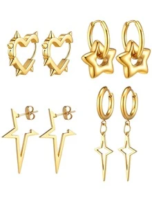 Yanxyad 1/4Pairs Earrings Set Y2K Heart Spike Stud Gothic Star Hoop Emo Punk Grunge Thorn Earrings Christmas Jewelry Gift - Fashion Earrings - View 9
