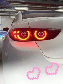 Bộ 6 miếng dán đèn hậu hình trái tim màu hồng dễ thương, trang trí xe hơi đa năng, quà tặng Giáng sinh & Halloween. - Hình dán trái tim - Xem 4