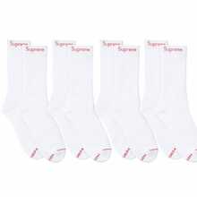 Supreme (4-Pair Pack) Crew Socks - 100% Cotton Towel-Cushioned Athletic Socks Hanes Unisex Long-Calf Casual Fashion Socks - 白色 - 查看 2