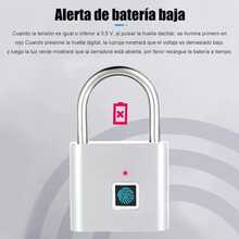 Silver Fingerprint Padlock Xe Smart Fingerprint Padlock, Keyless Biometric Metal Fingerprint Lock, Waterproof, USB Rechargeable, For Gym Locker, School Locker, Luggage, Backpack, Suitcase - A - View 6