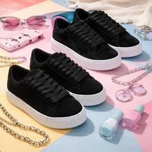 Kit 2 Pares de Tênis Feminino Casual Versátil Confortável e Elegante Para Qualquer Ocasião - Preto + Preto - Visão 1