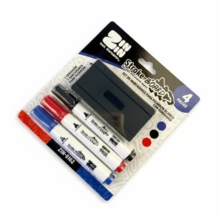 Marcador para pizarra blanca, disponible en varias especificaciones, color negro, marcador de agua, borrable. Ideal para oficina, estudio, enseñanza y uso doméstico. - 3bolígrafos + 1 goma de borrar. - Ver 11