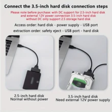 2 Pcs SATA2.5 To USB 3.0 Hard Drive Converter, Male To Female Interface, Solid-State Drive Data Transfer, Supports Laptop HDD/SSD, Compatible With UASP, Lightweight And Portable Style - 藍色 - 查看 4