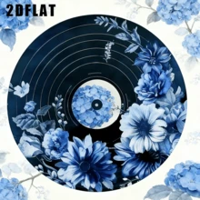 1PC 8x8inc2D Flat Vintage Metal Wall Art Sign - 8x8 Inch Round Black Vinyl Record Floral Design, Retro Home Decor For Kitchen, Bedroom, Office & Holiday, Ideal Gift For Music Lovers, Durable Wall Art, Easy To Hang, Random 2D Flat Print Style - 淺粉色 - 查看 5